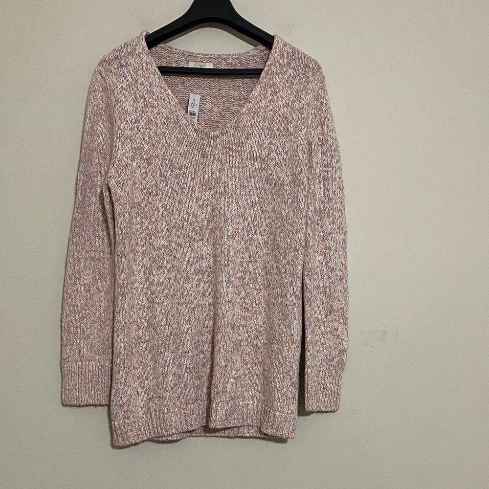 LOFT Multicolor Knit Sweater pullover women L casual crazy thick office soft Y2K